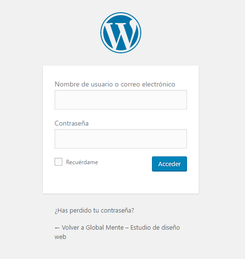 Acceder a la administración de tu WordPress