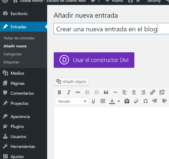 Crear una nueva entrada en el blog