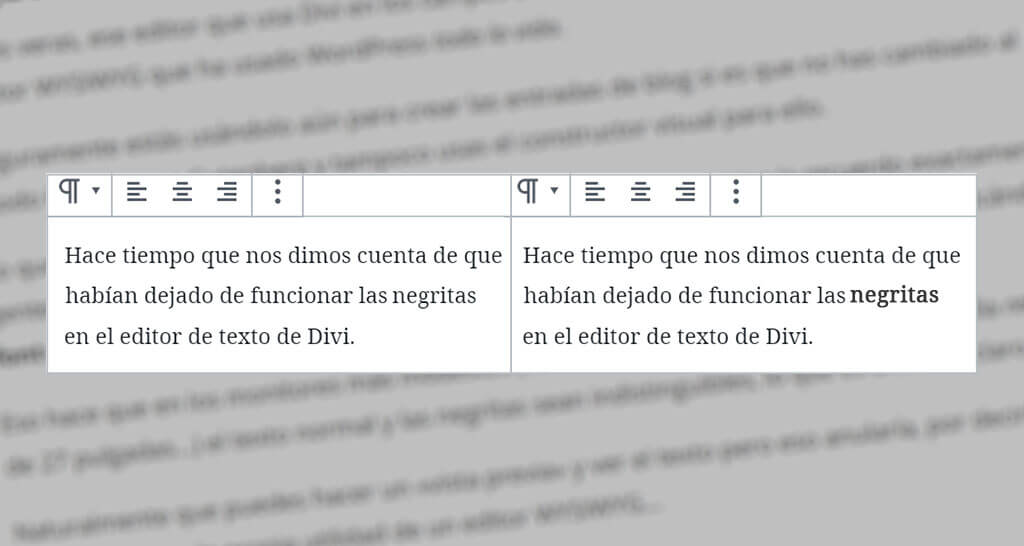 ¿No ves las negritas en el editor de texto de Divi?